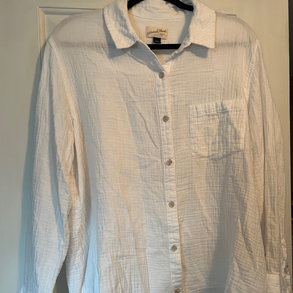 Target Universal Thread Long Sleeve Gauze Button-Down White Sz Large